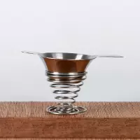百目不锈钢茶漏双层过滤网功夫茶具配件过滤器茶漏斗滤茶器 敬平 小号+弹簧架