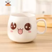 创意个性杯子陶瓷马克杯带盖勺潮流情侣喝水杯家用咖啡杯男女茶杯 敬平