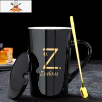 创意情侣杯子带盖勺陶瓷杯礼品马克杯北欧办公室水杯家用少女心 敬平