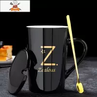 创意情侣杯子带盖勺陶瓷杯礼品马克杯北欧办公室水杯家用少女心 敬平