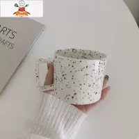 ins风咖啡杯小众复古马克杯泼墨波点陶瓷水杯子女牛奶早餐杯 敬平