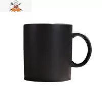 欧式陶瓷黑色哑光大容量马克杯子创意简约磨砂咖啡杯带勺水杯 敬平