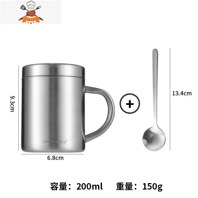 304不锈钢水杯双层防烫保温杯带盖咖啡杯茶杯防摔杯子加厚马克杯 敬平