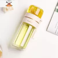 茶水分离双层玻璃杯防摔便携泡茶杯子可爱茶杯女夏季个人专用水杯 敬平