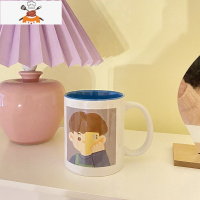 情侣马克杯一对带盖勺可爱少女家用水杯牛奶咖啡早餐杯陶瓷杯子萌 敬平