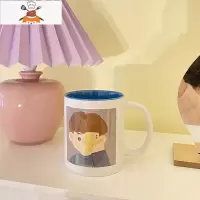 情侣马克杯一对带盖勺可爱少女家用水杯牛奶咖啡早餐杯陶瓷杯子萌 敬平