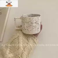 ok hoiday复古ins泼墨波点马克杯中古陶瓷水杯牛奶咖啡杯子早餐 敬平