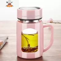 水杯女家用办公室玻璃杯茶水分离泡茶杯男士防摔带盖个人专用杯子 敬平