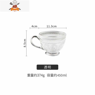 ins北欧无铅玻璃杯茶杯水杯欧式咖啡牛奶杯带把手大容量燕麦杯 敬平