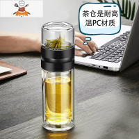 2020新款双层玻璃杯女简约潮可爱花茶便携隔热茶水分离泡茶水杯子 敬平