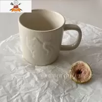 一只兔子|米灰简约立体浮雕兔子马克杯咖啡奶茶杯 敬平