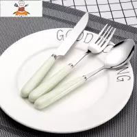 吃西餐的刀叉套装小孩粉色两件儿童叉子高檔套装专用切牛排可爱 敬平 纯绿[1刀1叉1勺]