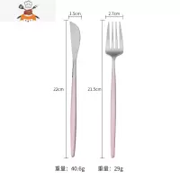 304不锈钢牛排刀叉盘子套装西餐餐具刀叉勺三件套两件套家用ins风 敬平 粉银2件套(刀+叉)
