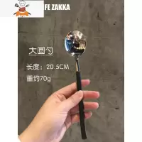 黑色磨砂手柄欧式西餐餐具套装 牛排刀叉三件套 不锈钢刀叉勺 敬平 大圆勺(不锈钢304)