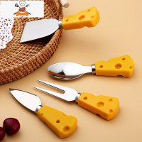 日式创意可爱奶酪刀叉勺套装黄油吐司果酱抹酱刀水果叉子西餐餐具 敬平 奶酪刀叉勺铲四件套