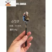 黑色磨砂手柄欧式西餐餐具套装 牛排刀叉三件套 不锈钢刀叉勺 敬平 小勺子(不锈钢304)