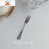 ins韩风复古皇冠刀叉勺子四件套装欧式甜品网红黄油刀西餐餐具 敬平 银皇冠 叉