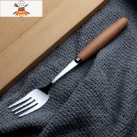 日式木柄304不锈钢刀叉勺筷餐具套装便携西餐牛排刀叉勺餐具家用 敬平 餐叉