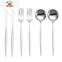 北欧ins不锈钢刀叉勺 三件套牛排刀叉套装西餐餐具家用金属主餐勺 敬平 B21本色2叉送2勺送2刀