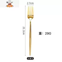 不锈钢刀叉勺西餐餐具勺子3件套装牛排刀叉金色银复古ins甜品家用 敬平 金色_主餐叉.