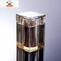 北欧ins创意客厅家用水晶玻璃牙签盒带盖轻奢简约棉签盒棉签筒 敬平 咖色牙签筒