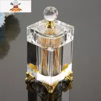 北欧ins创意客厅家用水晶玻璃牙签盒带盖轻奢透明棉签盒棉签筒 敬平 轻奢冰山白-牙签筒