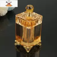 北欧ins创意客厅家用水晶玻璃牙签盒带盖轻奢透明棉签盒棉签筒 敬平 轻奢土豪金-牙签筒