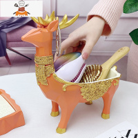 北欧牙签盒个性创意牙签筒家用客厅按压式自动牙签收纳盒牙签罐 敬平 橙鹿收纳盒