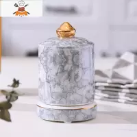 北欧陶瓷牙签筒欧式牙签盒子罐桶创意简约酒店餐厅家用棉签筒 敬平 灰宝石纹