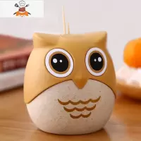 卡通猫头鹰牙签筒可爱便携滑盖牙签桶家用客厅创意时尚塑料牙签盒 敬平