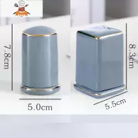 新中式轻奢祖母绿陶瓷牙签筒骨瓷牙签盒创意家用酒店定制签罐 敬平 1圆1方[灰色两个装]特惠混搭装