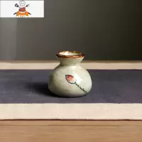 日式复古牙签盒烟灰缸创意家用客厅茶几陶瓷烟灰缸牙签筒套装 敬平 淡雅莲布袋牙签筒