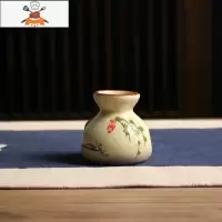 日式复古牙签盒烟灰缸创意家用客厅茶几陶瓷烟灰缸牙签筒套装 敬平 田园布袋牙签筒