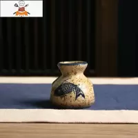 日式复古牙签盒烟灰缸创意家用客厅茶几陶瓷烟灰缸牙签筒套装 敬平 鱼纹布袋牙签筒