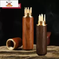 檀木牙签筒随身便携式创意牙签收纳盒木质迷你旅行家用牙签收纳罐 敬平 花梨木筒+黑檀木筒(送牙签)