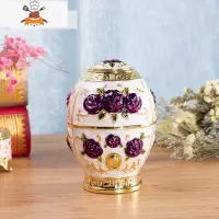 欧式牙签盒客厅时尚茶几自动手按牙签筒创意时尚复古摆件牙签罐 敬平 白底紫玫瑰