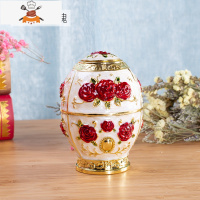 欧式牙签盒客厅时尚茶几自动手按牙签筒创意时尚复古摆件牙签罐 敬平 白底红玫瑰