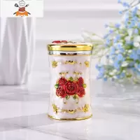 欧式牙签筒盒家用牙签罐北欧轻奢牙签桶餐厅酒店KTV用品装饰摆件 敬平 金白红花
