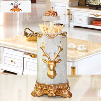 网红牙签盒北欧ins轻奢客厅家用创意自动牙签筒按压式棉签收纳盒 敬平 时尚鹿珍珠白牙签盒