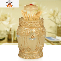 自动牙签盒按压式创意家用欧式棉签盒树脂简约个性北欧牙签筒可爱 敬平 新娘玫瑰珍珠黄