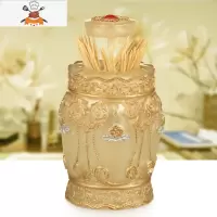 自动牙签盒按压式创意家用欧式棉签盒树脂简约个性北欧牙签筒可爱 敬平 新娘玫瑰珍珠黄