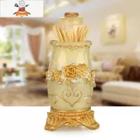 自动牙签盒按压式创意家用欧式棉签盒树脂简约个性北欧牙签筒可爱 敬平 春暖花开珍珠黄