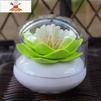 荷花牙签盒个性创意牙签筒牙签桶棉签盒家用欧式客餐厅牙签罐 敬平 浅绿色 绿色带盖