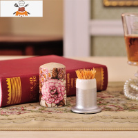 欧式牙签筒树脂牙签罐盒装饰品餐桌客厅现代创意奢华摆件 敬平 乳白色 英文款