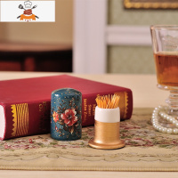 欧式牙签筒树脂牙签罐盒装饰品餐桌客厅现代创意奢华摆件 敬平 深蓝色 蓝玫瑰款