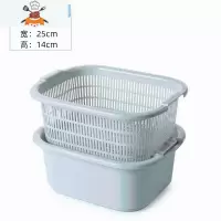 厨房多功能沥水篮 双层塑料洗菜盆 家用长方形洗水果篮果盘洗菜篮 敬平