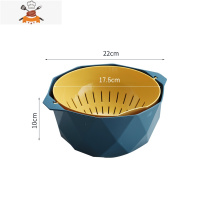 北欧双层沥水篮洗菜盆塑料家用客厅水果盘厨房多功能淘米滤水器 敬平洗菜篮