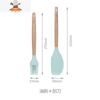 硅胶油刷子厨房烙煎饼食用烘焙小刷子家用可高温油刷烧烤刷 敬平 榉木烘焙套装[油刷+刮刀]