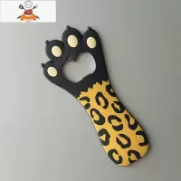 啤酒开瓶器起盖器创意猫爪起子启瓶器冰箱贴磁力起瓶器家用开酒器 敬平 黑豹纹猫爪起瓶器