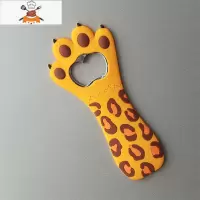 啤酒开瓶器起盖器创意猫爪起子启瓶器冰箱贴磁力起瓶器家用开酒器 敬平 黄豹纹猫爪起瓶器